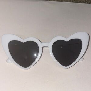 Heart-Shaped White Sunglasses